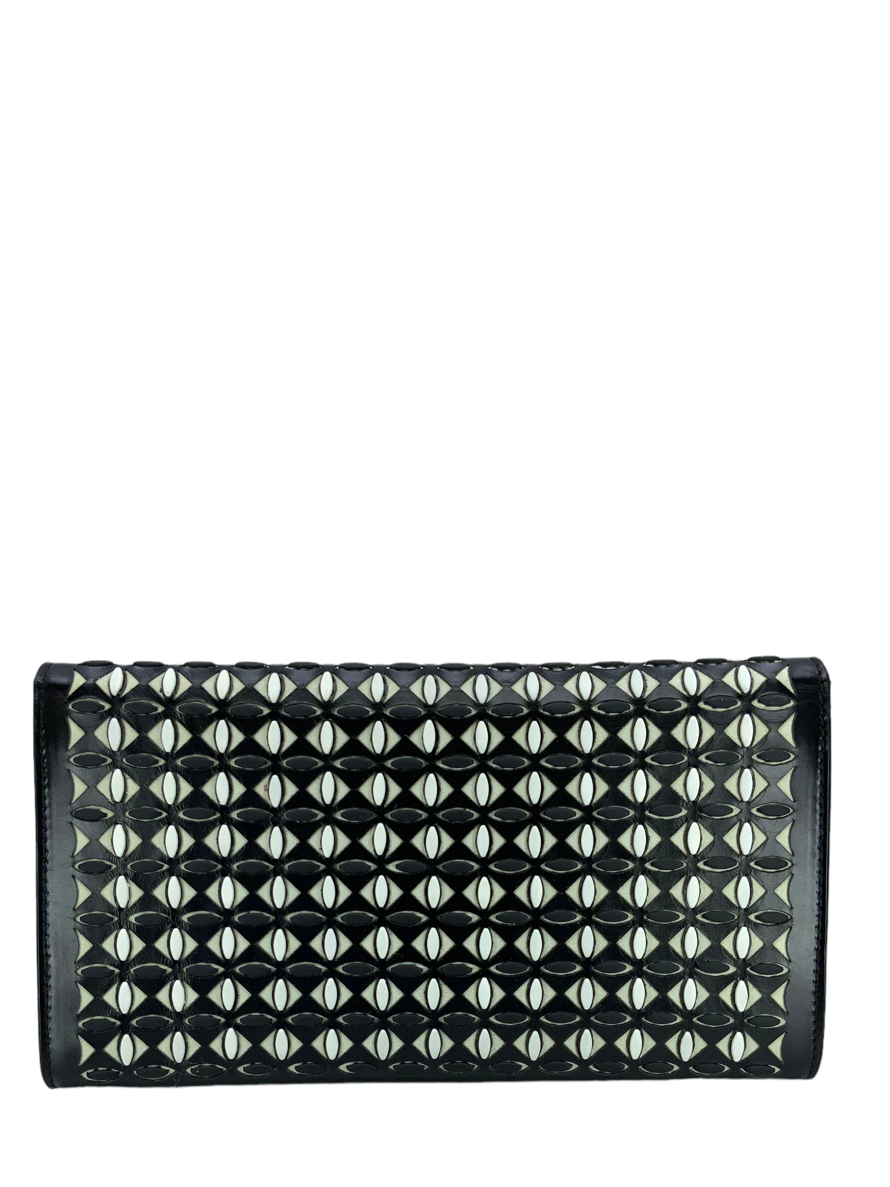 ALAIA Mina Laser Cut Calfskin Flap Clutch