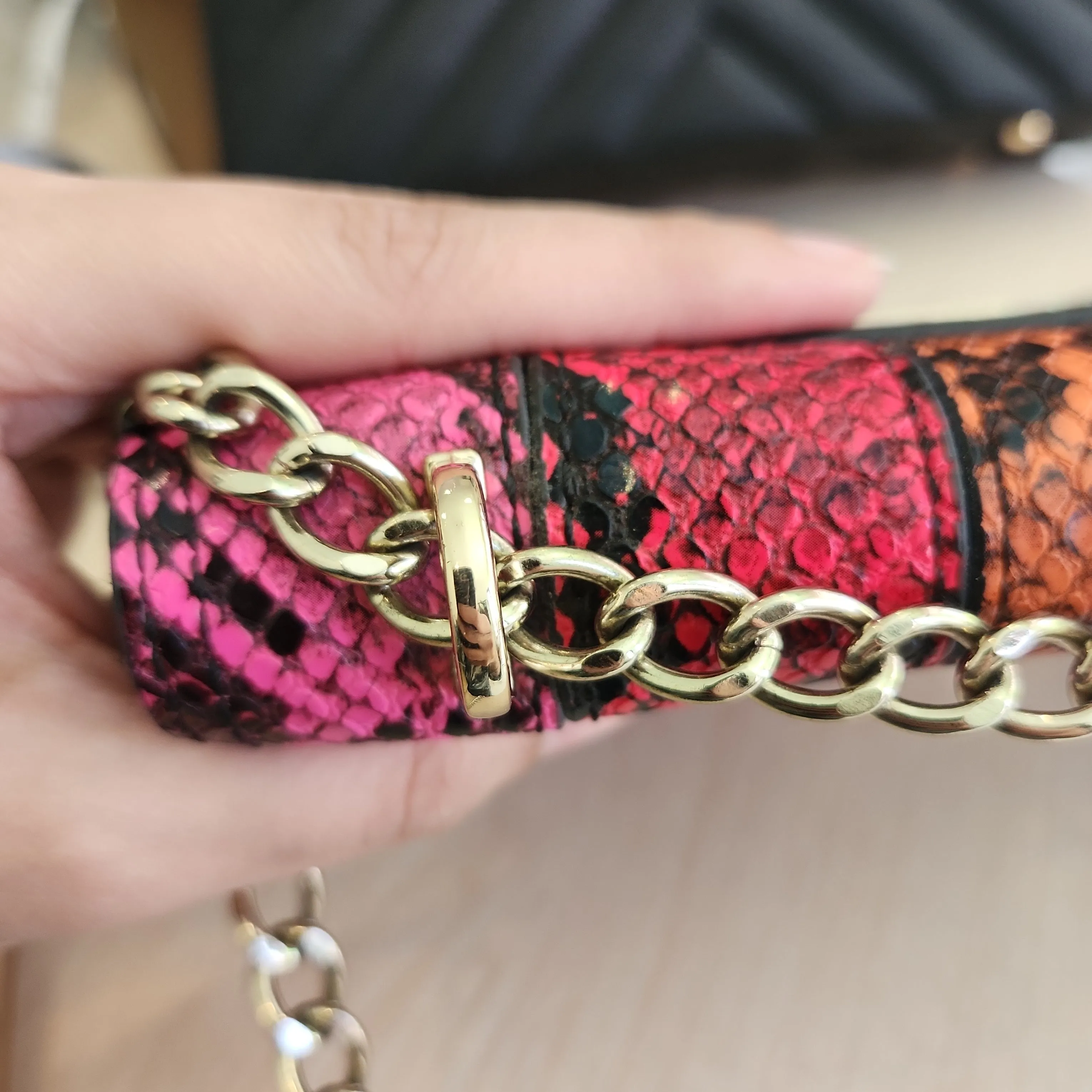 Pre-Loved ALDO Shoulder Bag in Multicoloured Snakeskin Print