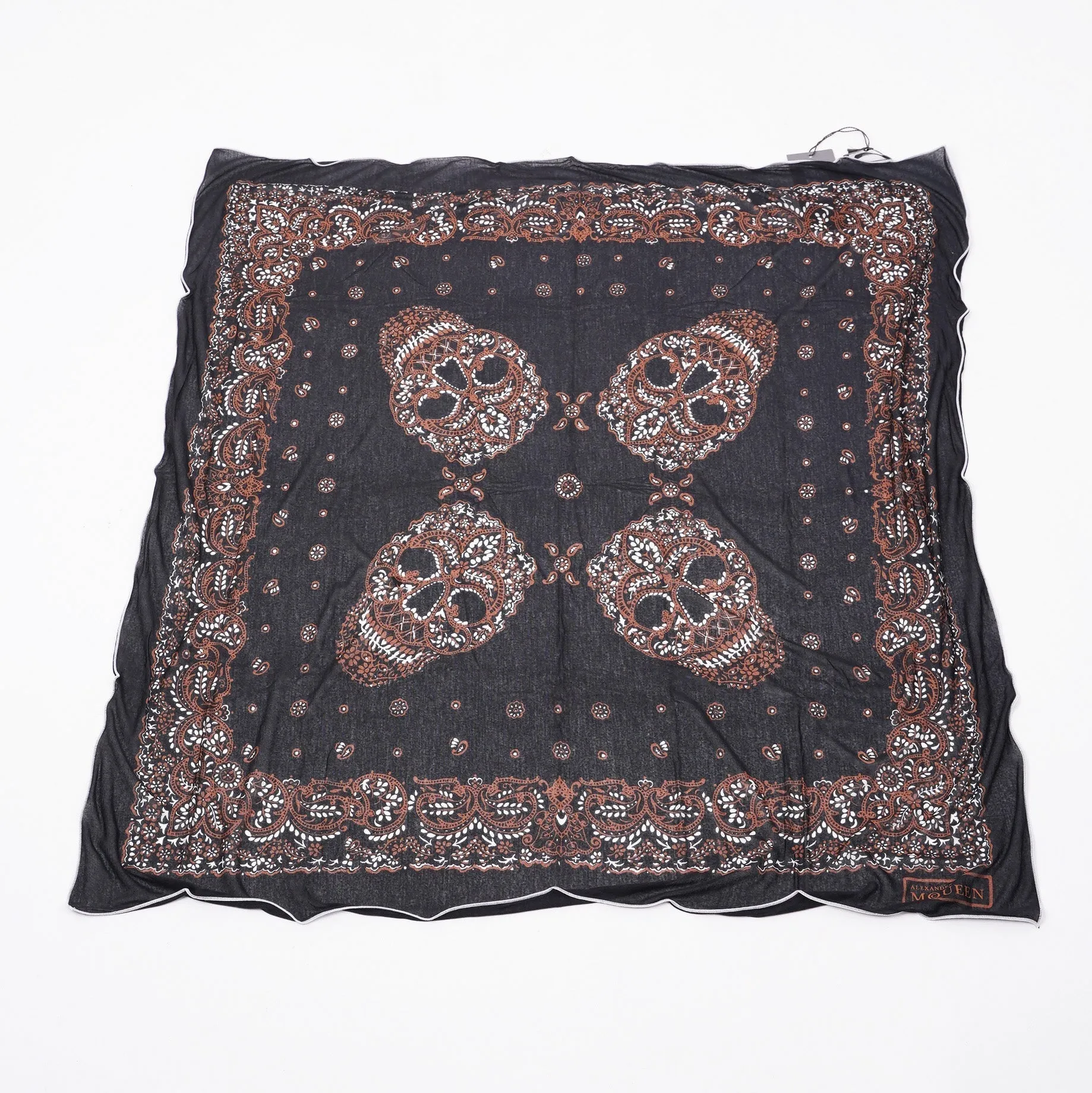 Alexander McQueen Paisley Skull Scarf Black Modal