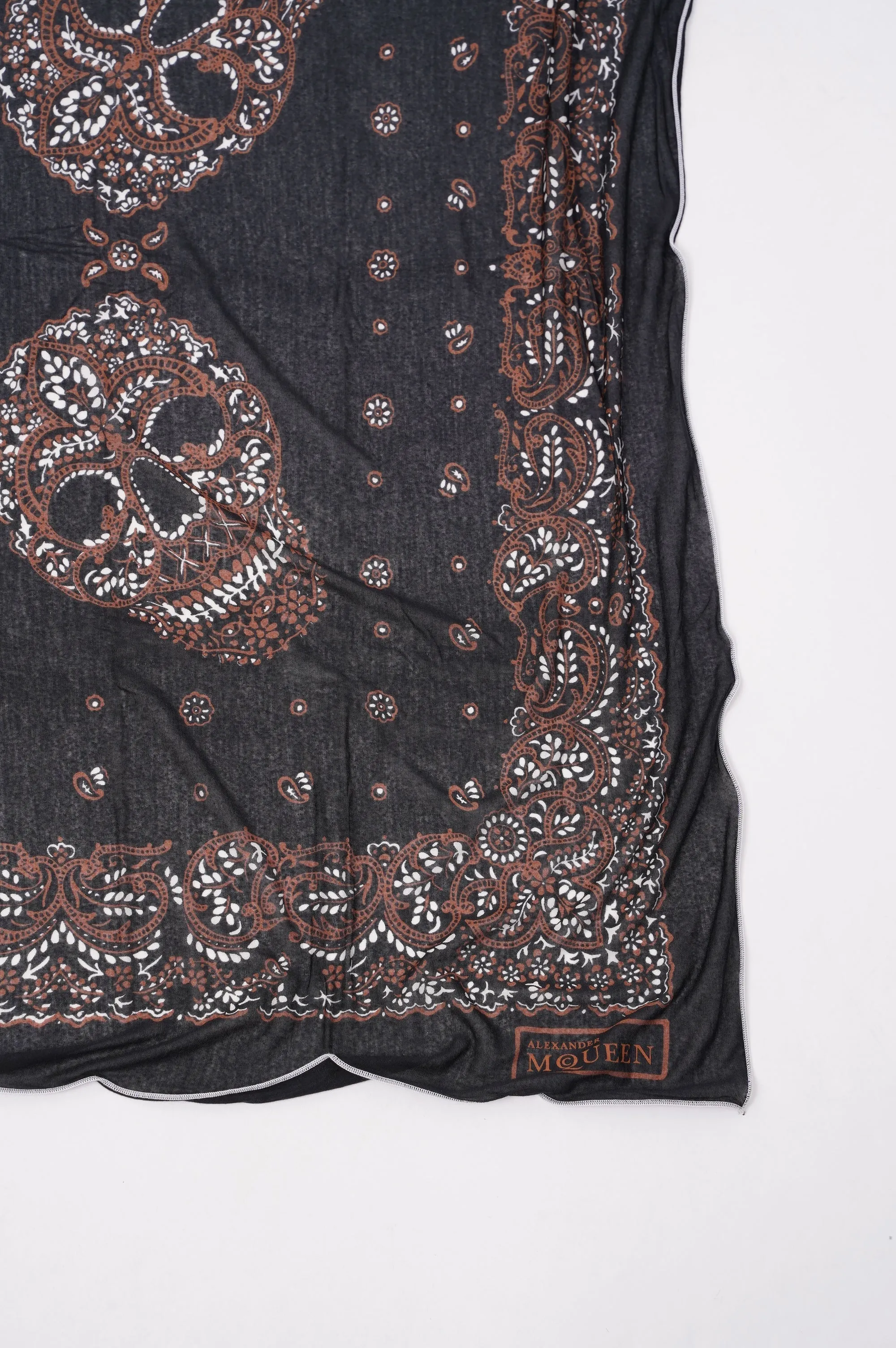 Alexander McQueen Paisley Skull Scarf Black Modal