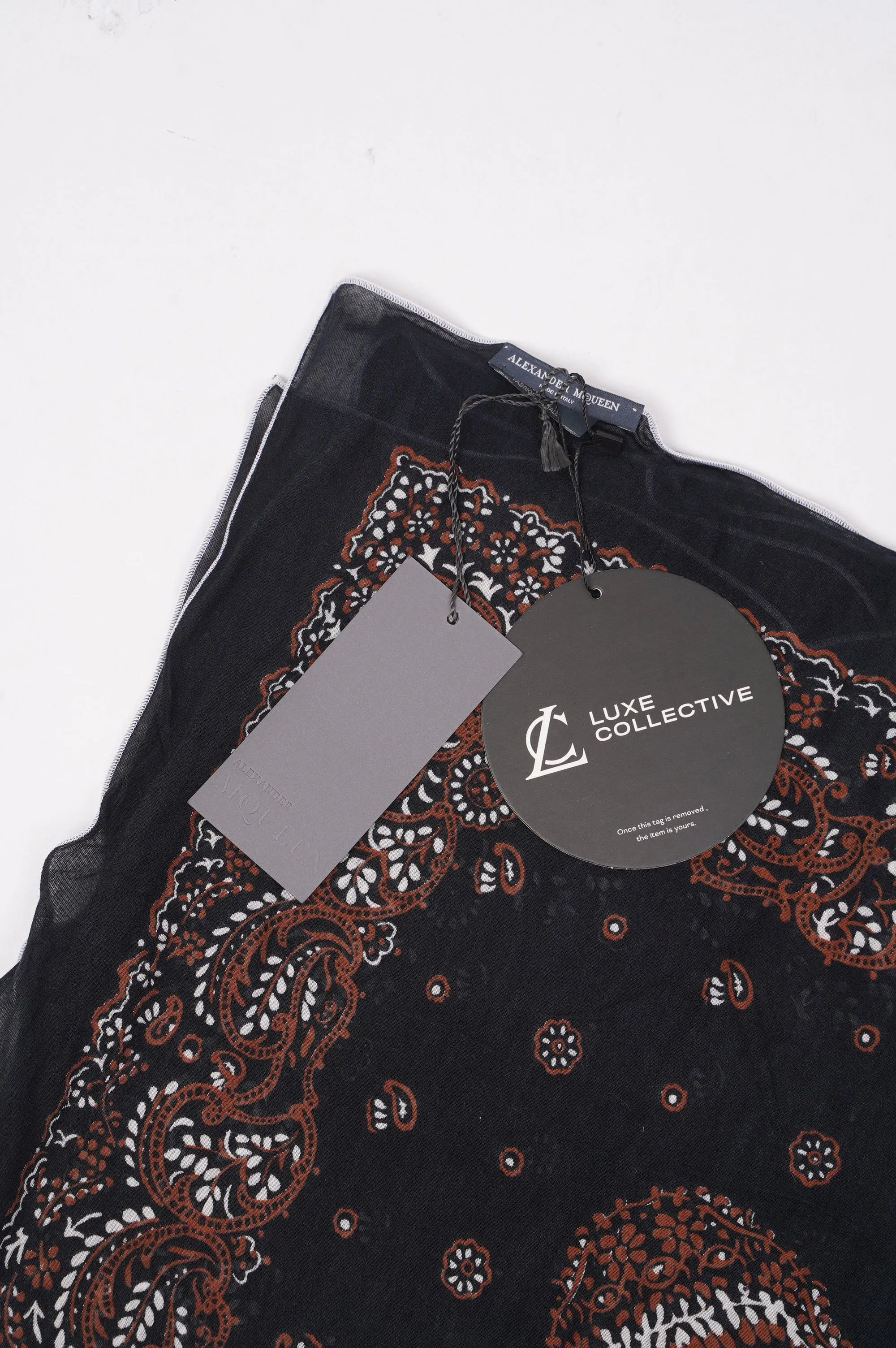 Alexander McQueen Paisley Skull Scarf Black Modal