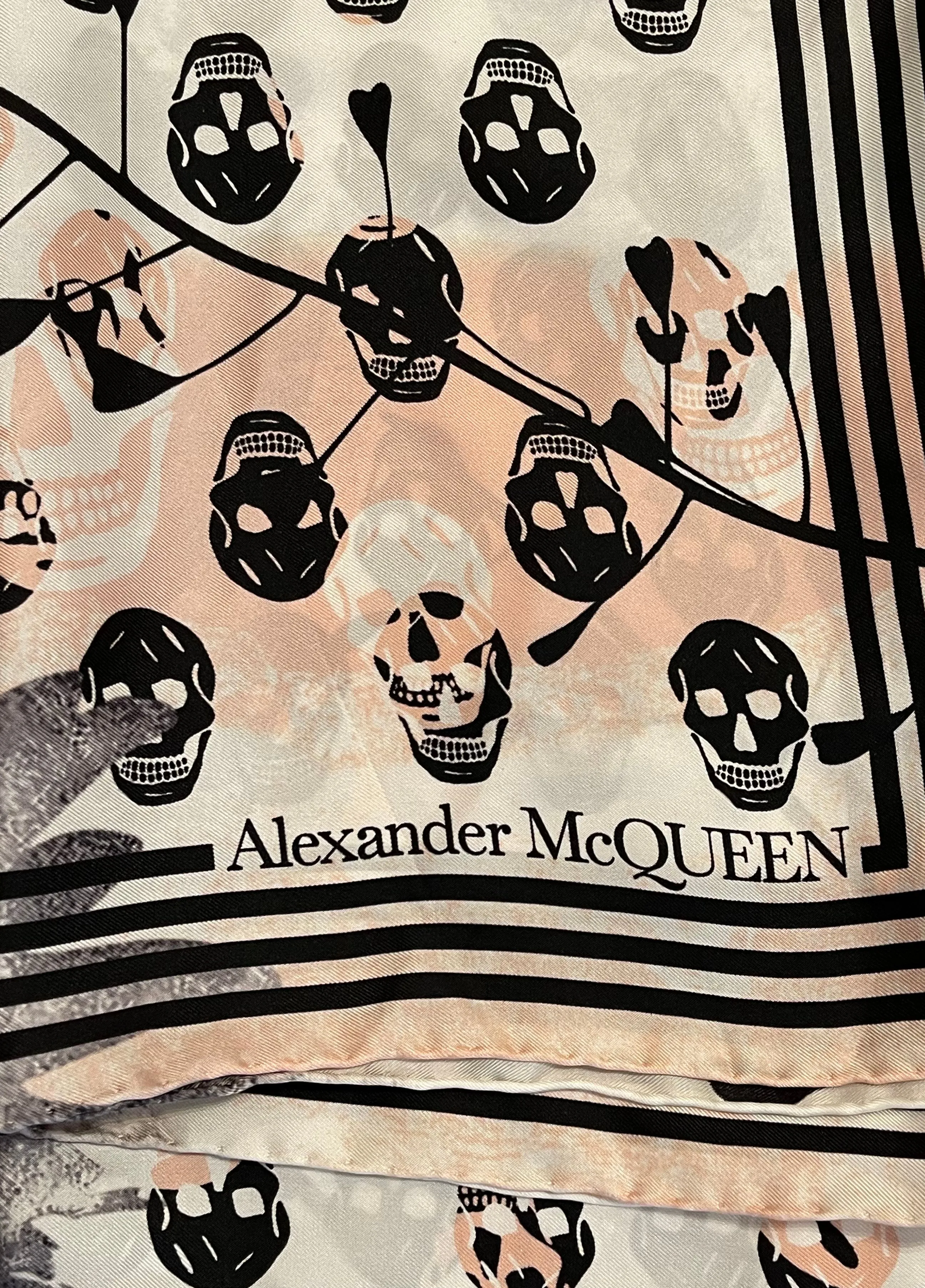 Alexander McQueen Pale Pink Skull Print Scarf