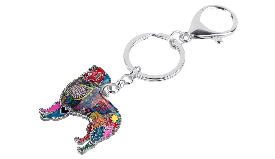 Alloy Enamel Australian Shepherd Dog Animal Keychains for Bag Car Purse