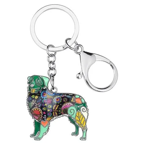 Alloy Enamel Australian Shepherd Dog Animal Keychains for Bag Car Purse