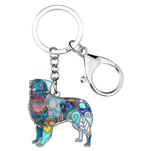 Alloy Enamel Australian Shepherd Dog Animal Keychains for Bag Car Purse