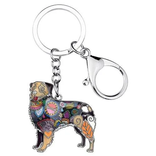 Alloy Enamel Australian Shepherd Dog Animal Keychains for Bag Car Purse