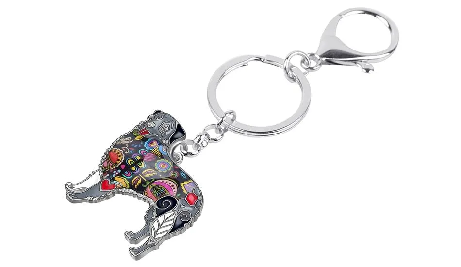 Alloy Enamel Australian Shepherd Dog Animal Keychains for Bag Car Purse