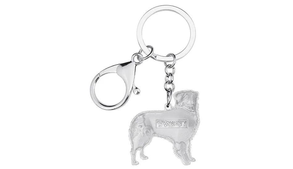 Alloy Enamel Australian Shepherd Dog Animal Keychains for Bag Car Purse