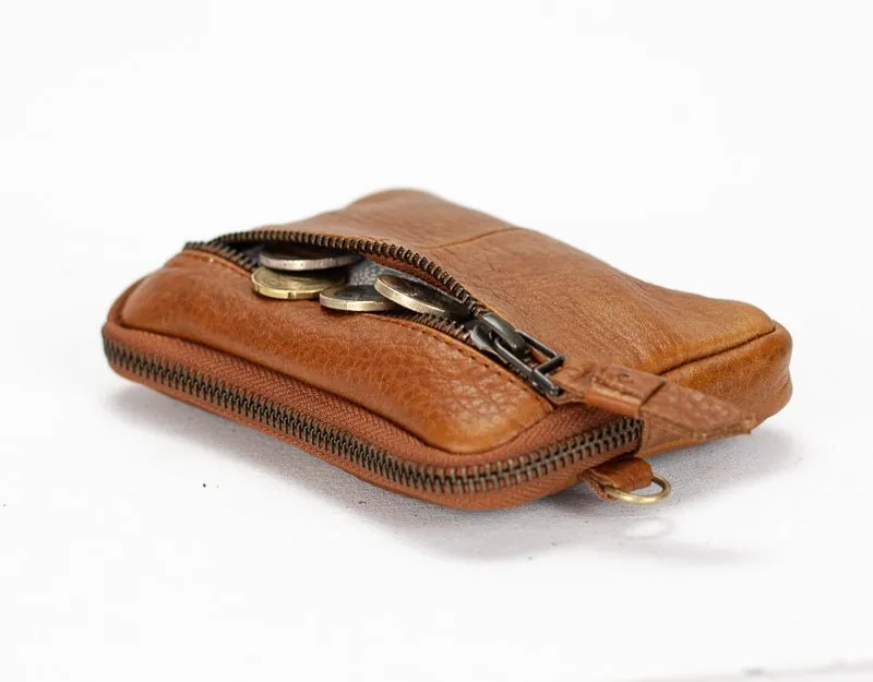 Antheia mini wallet - Brown pebbled leather