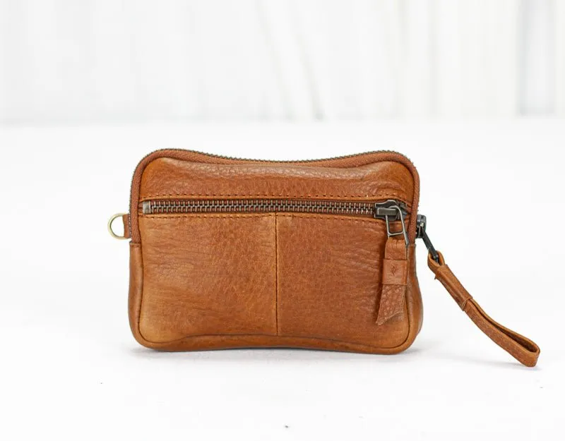 Antheia mini wallet - Brown pebbled leather