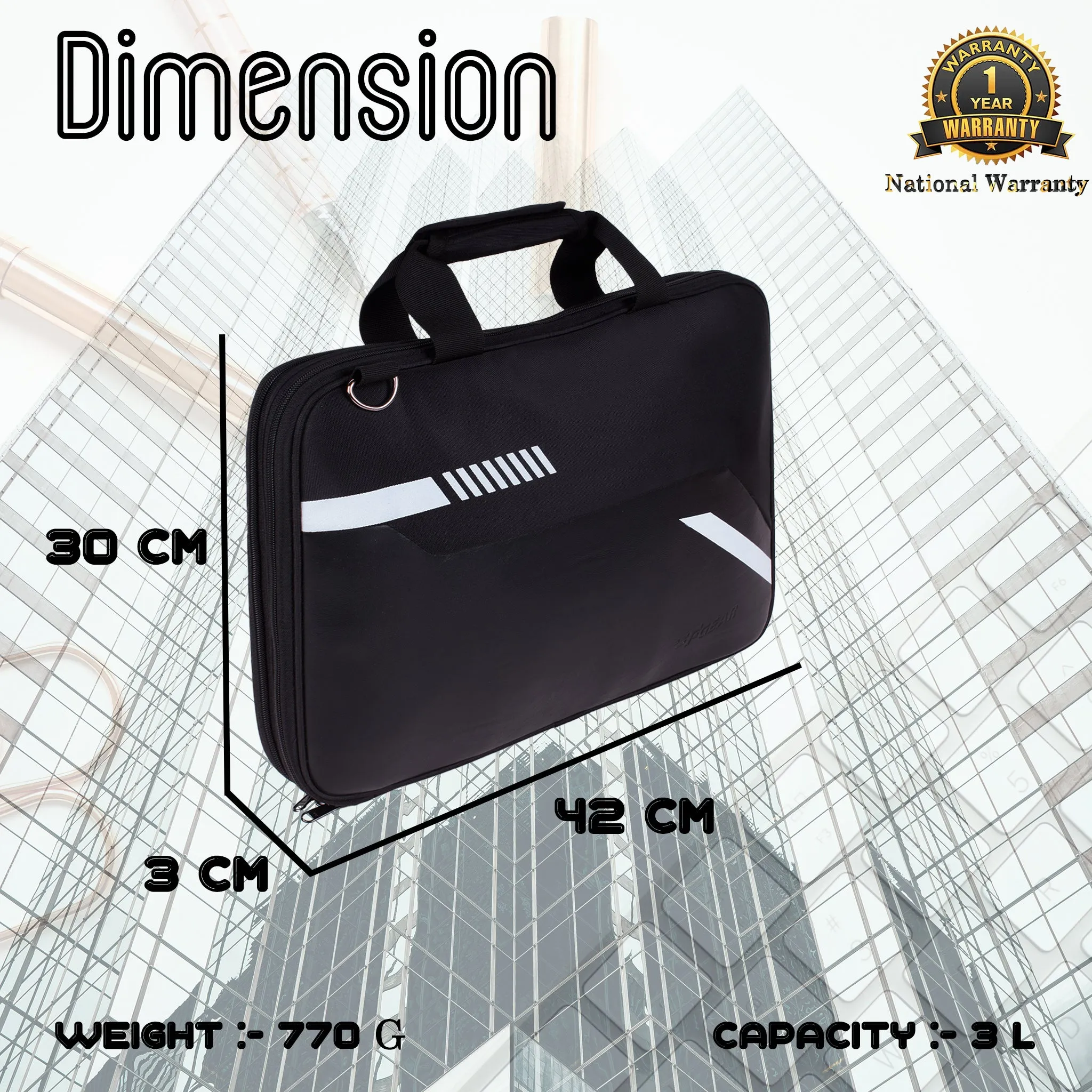 Archimedius 3L Black Office Bag