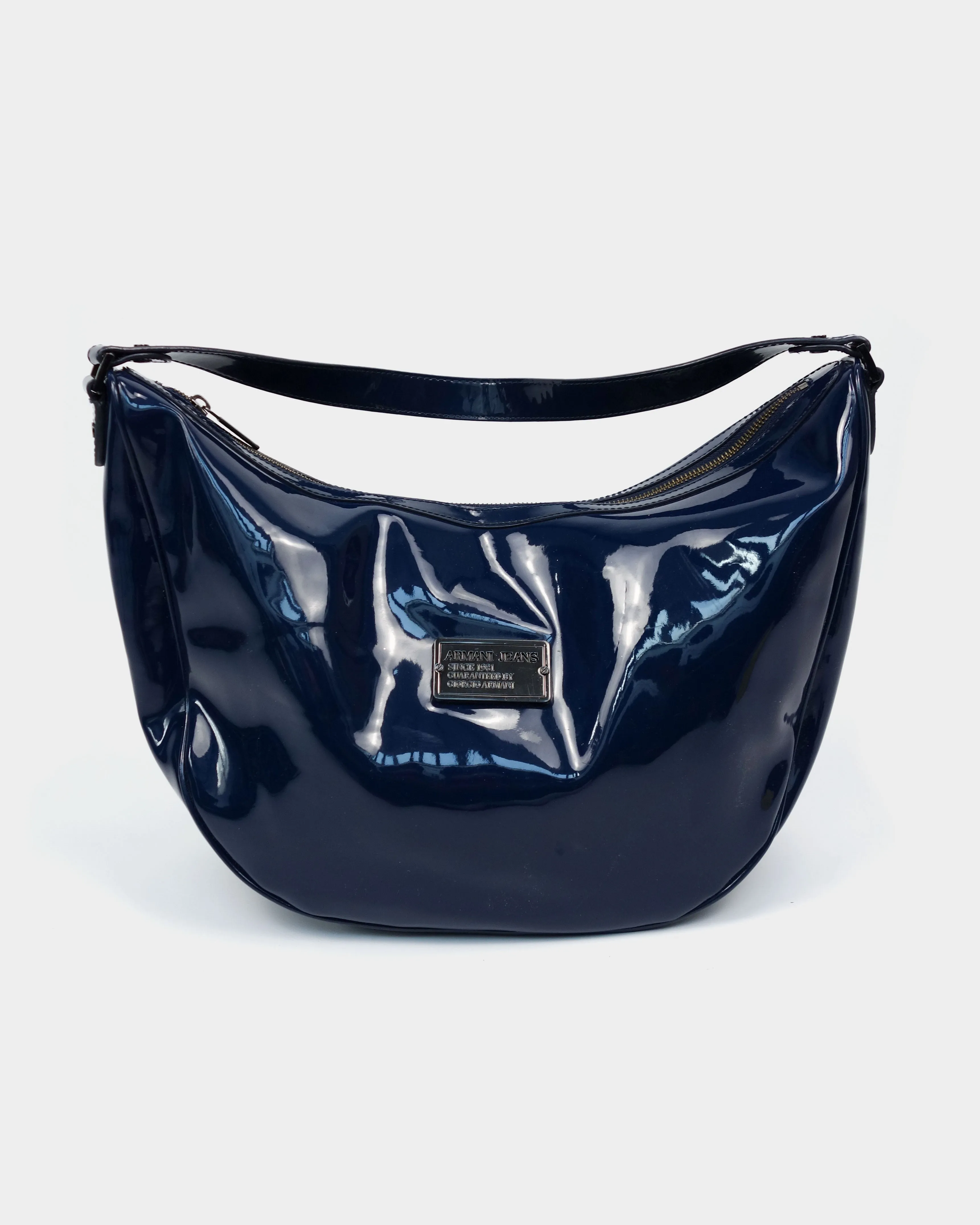 Armani Navy Blue Shiny Shoulder Bag 2000's