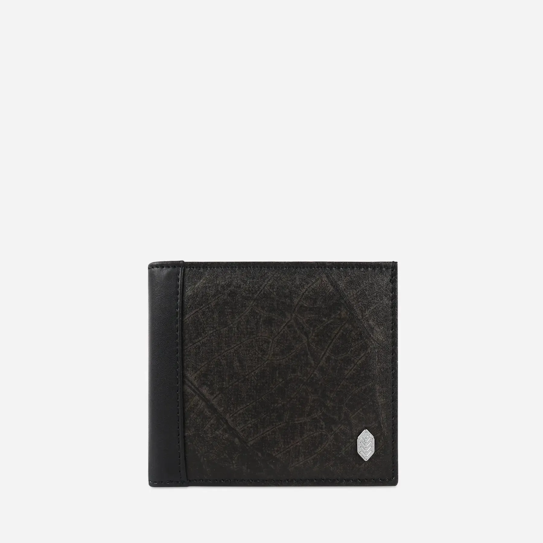 Black Leaf leather Bifold Wallet