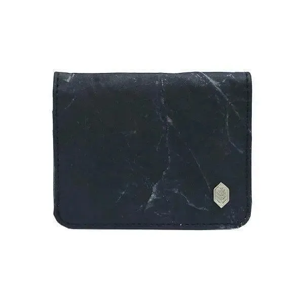 Black Vegan Leaf leather card holder