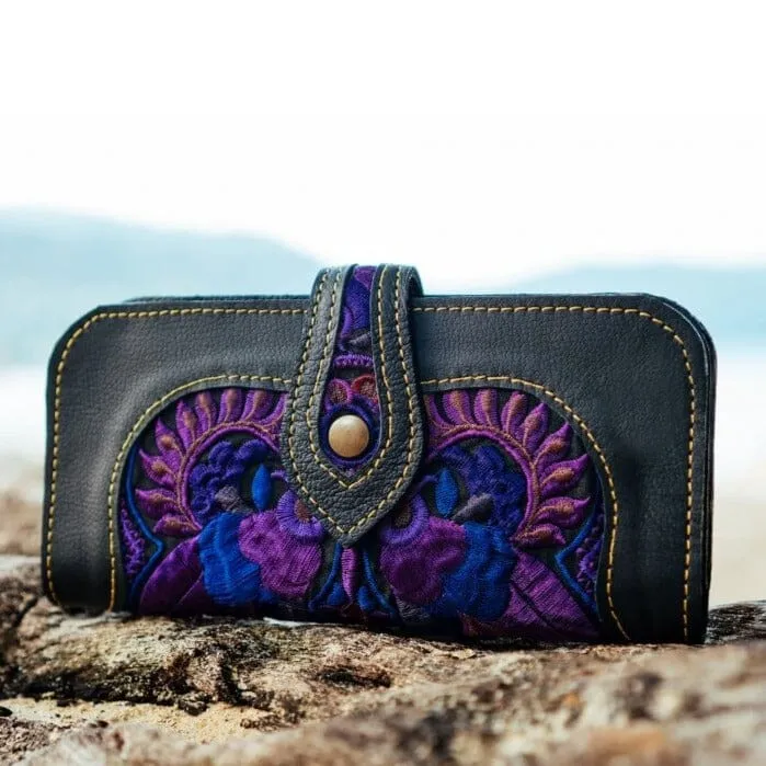 Bohemian Embroidered Wallet - Handmade Leather Wallet