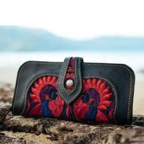 Bohemian Embroidered Wallet - Handmade Leather Wallet