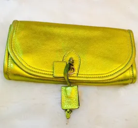 Burberry Prorsum Metallic Yellow/ Green Leather Clutch