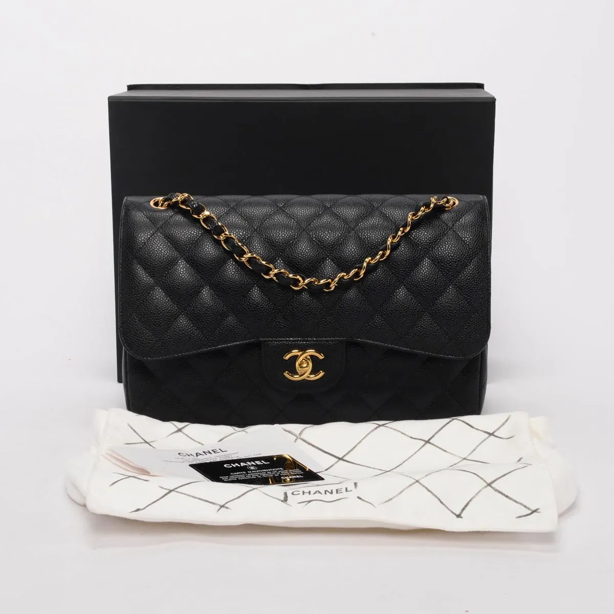 Chanel Black Quilted Caviar Large Classic Flap Bag