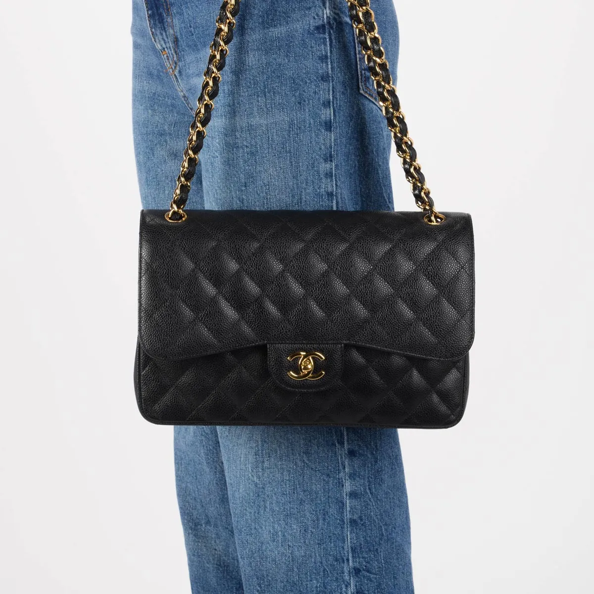 Chanel Black Quilted Caviar Large Classic Flap Bag