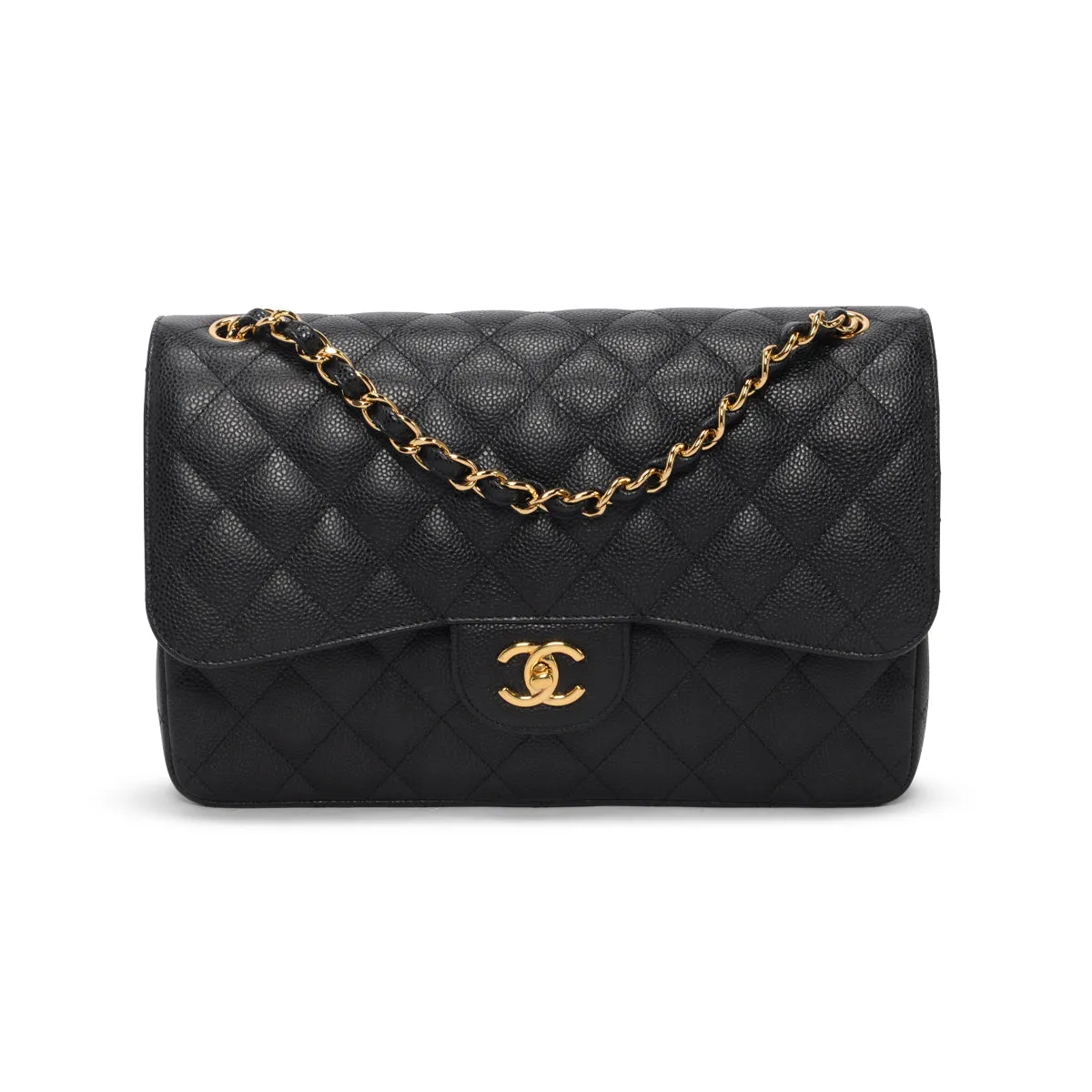 Chanel Black Quilted Caviar Large Classic Flap Bag