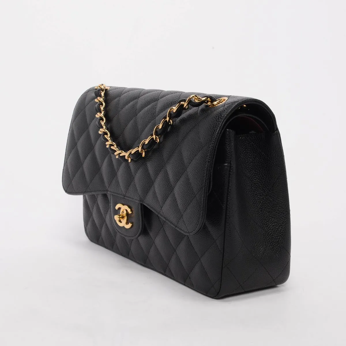 Chanel Black Quilted Caviar Large Classic Flap Bag