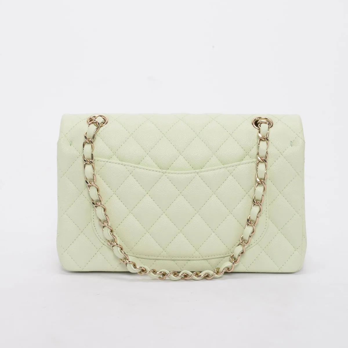 Chanel Mint Green Caviar Small Classic Double Flap Bag