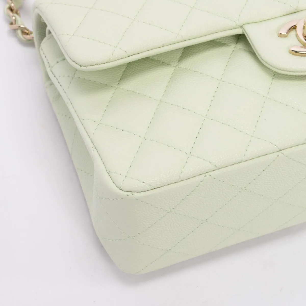 Chanel Mint Green Caviar Small Classic Double Flap Bag