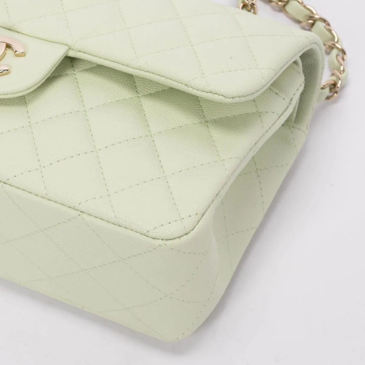 Chanel Mint Green Caviar Small Classic Double Flap Bag