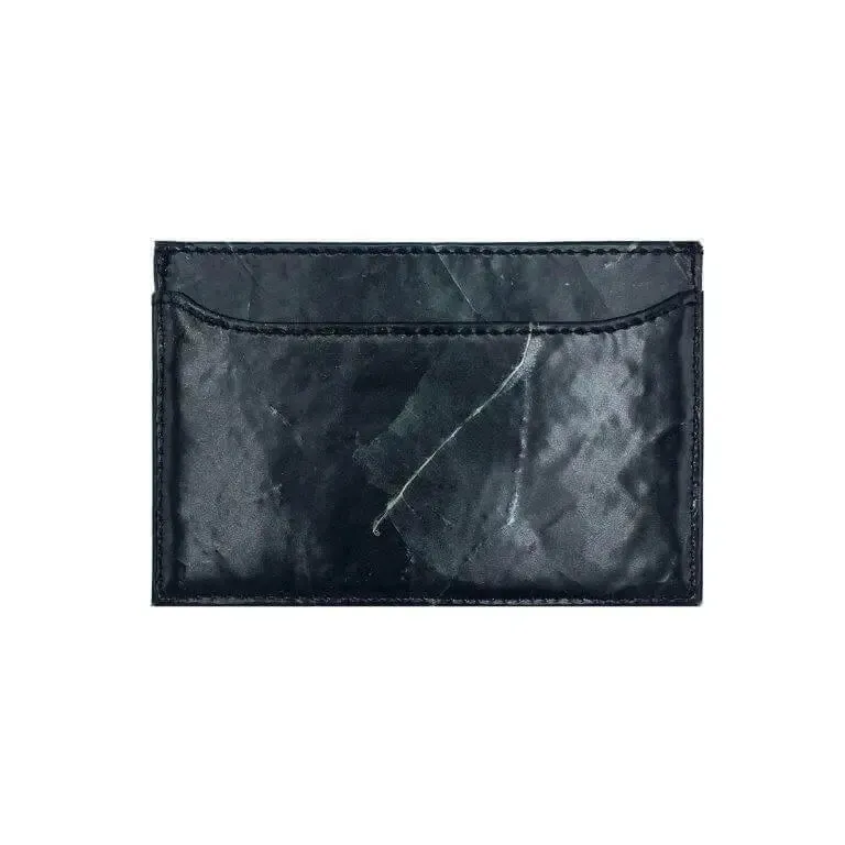 Classic Black Vegan Leaf leather card holder