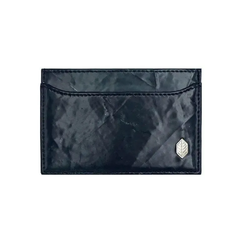 Classic Black Vegan Leaf leather card holder