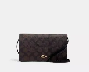 Coach Anna Foldover Clutch Crossbody In Signature Canvas