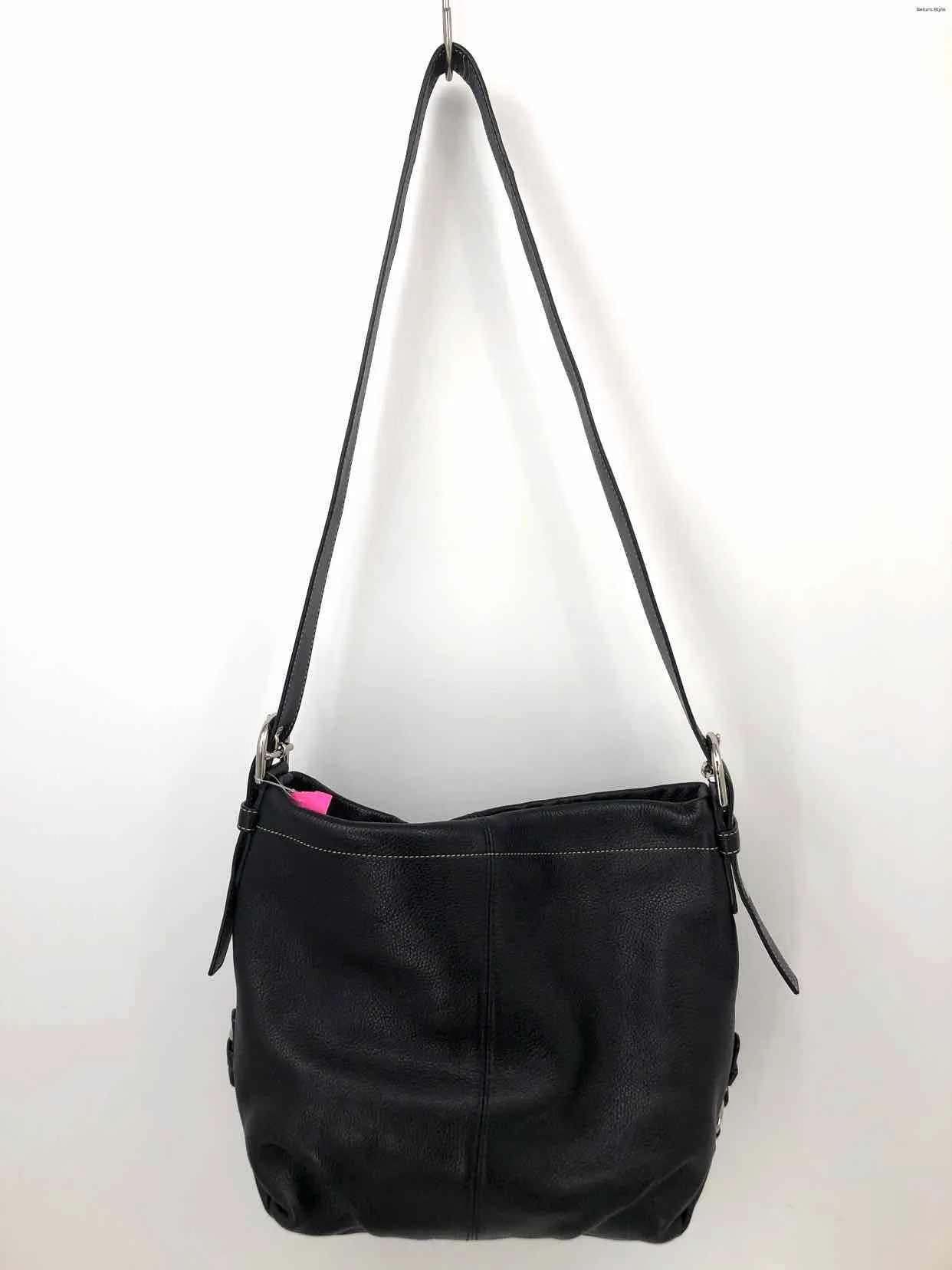 COACH Black Pebbled Leather Pre Loved Crossbody Purse