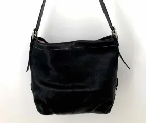 COACH Black Pebbled Leather Pre Loved Crossbody Purse