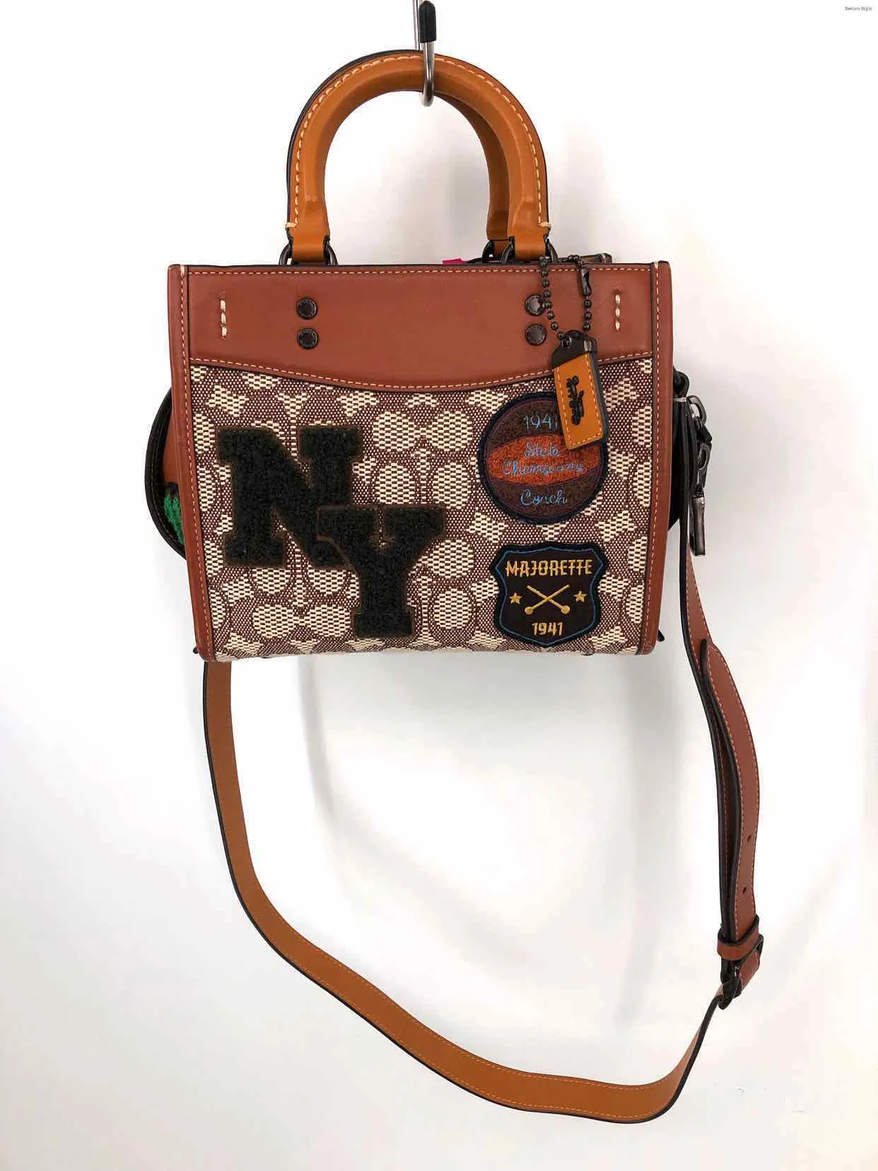 COACH Brown Multi-Color Pre Loved Monogram Satchel w/Crossbody Strap Purse