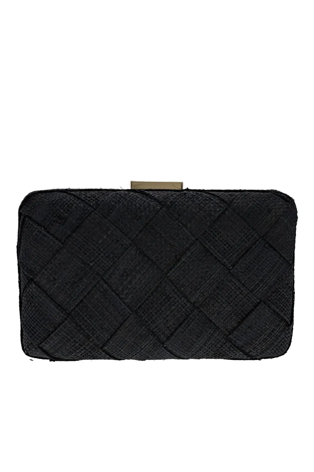 Cosette Black Woven Straw Clutch