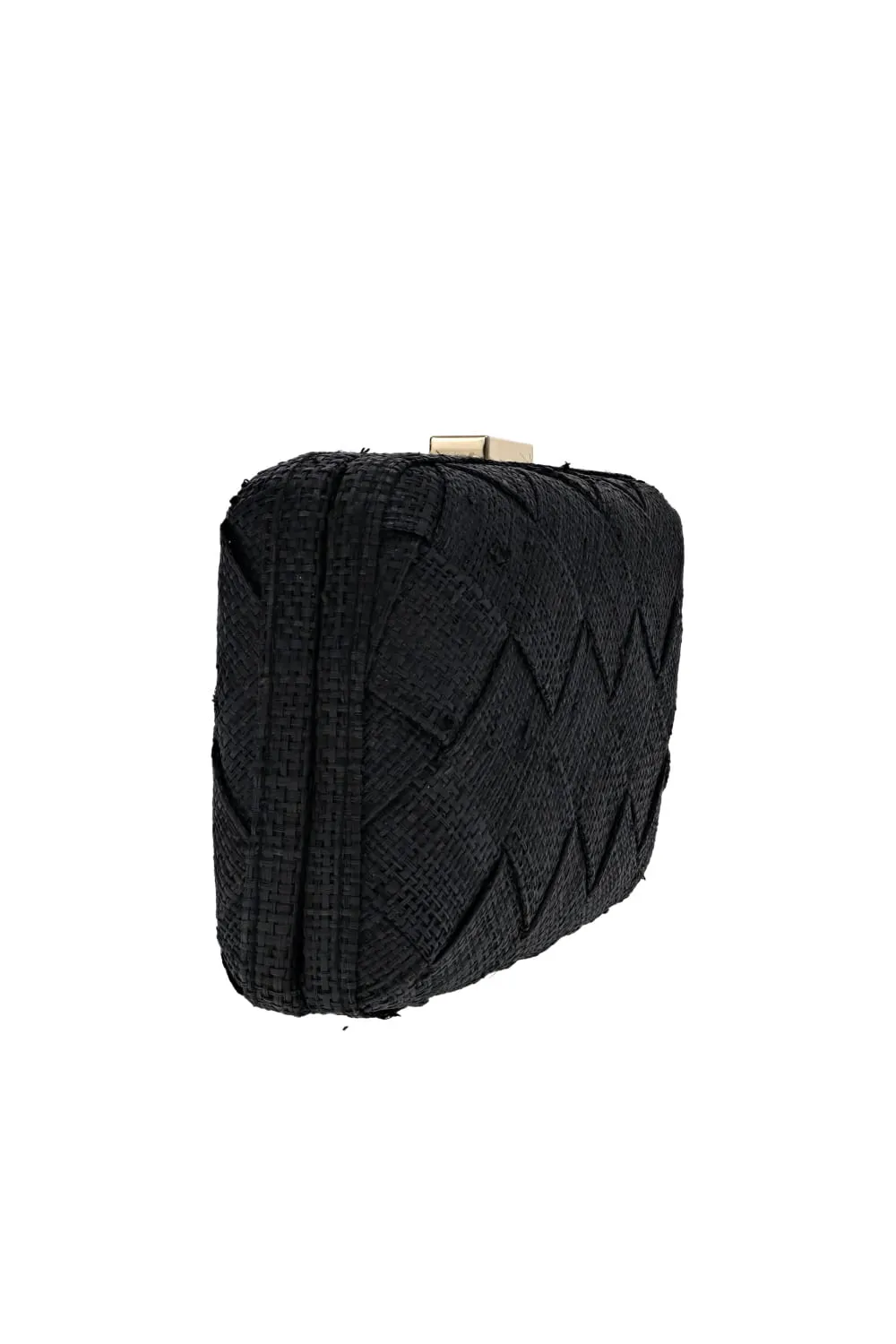 Cosette Black Woven Straw Clutch