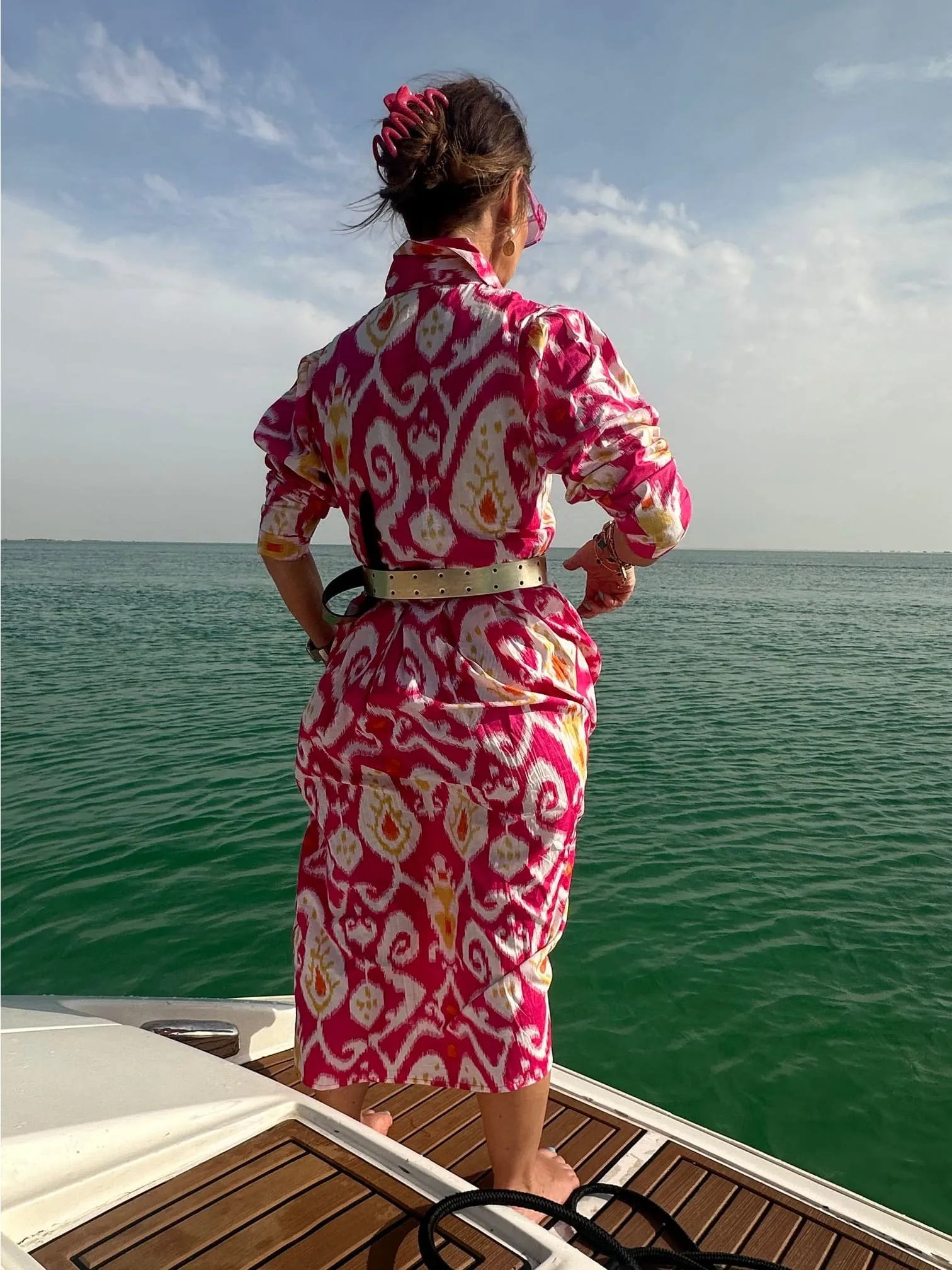 ‘FAITH’ SHIRTDRESS IN PINK IKAT