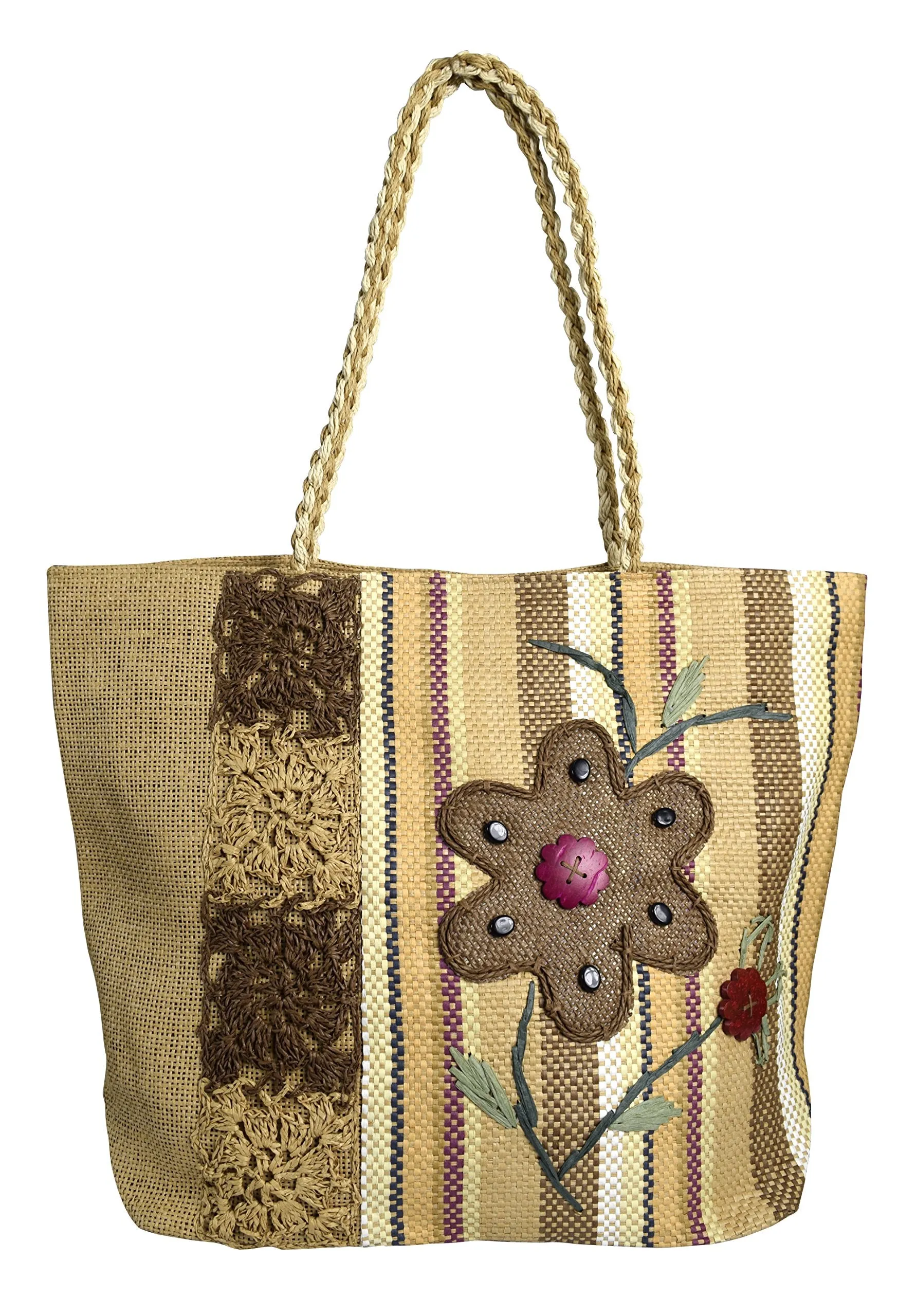 Multipurpose Floral Jute Shoulder Bags and Purses