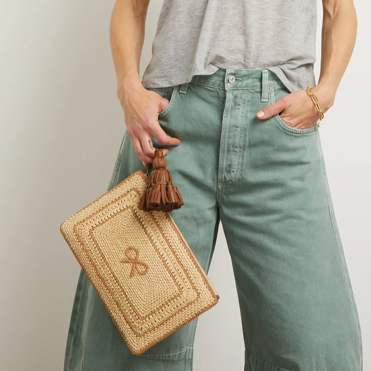 Georgiana Raffia Bow Clutch