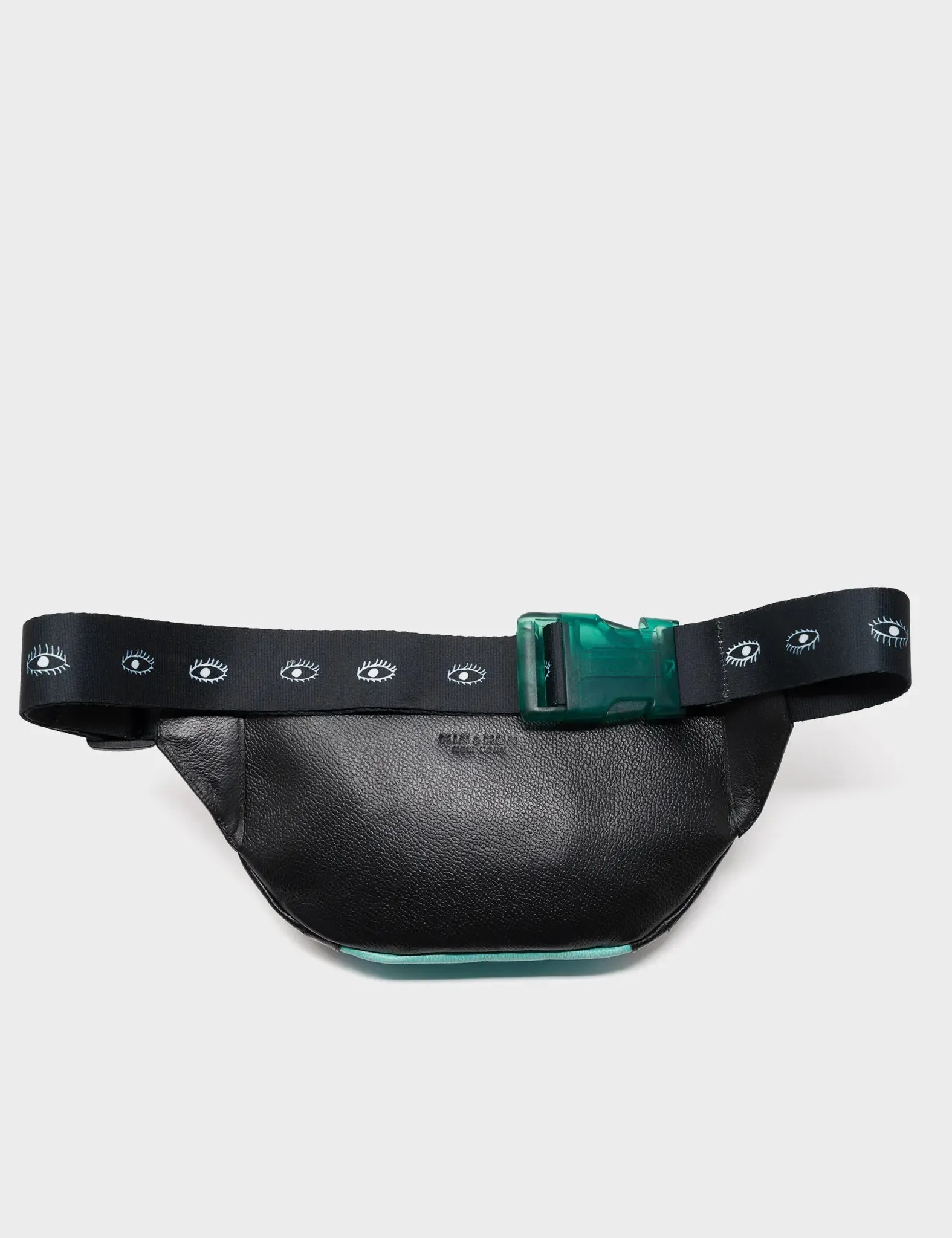 Harold Fanny Pack Black Leather - Eyes Pattern Debossed