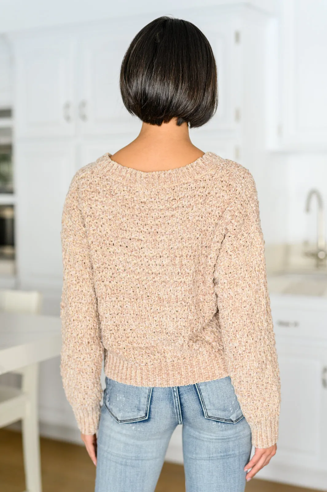 Irish Coffee Knitted Crop V Neck Sweater