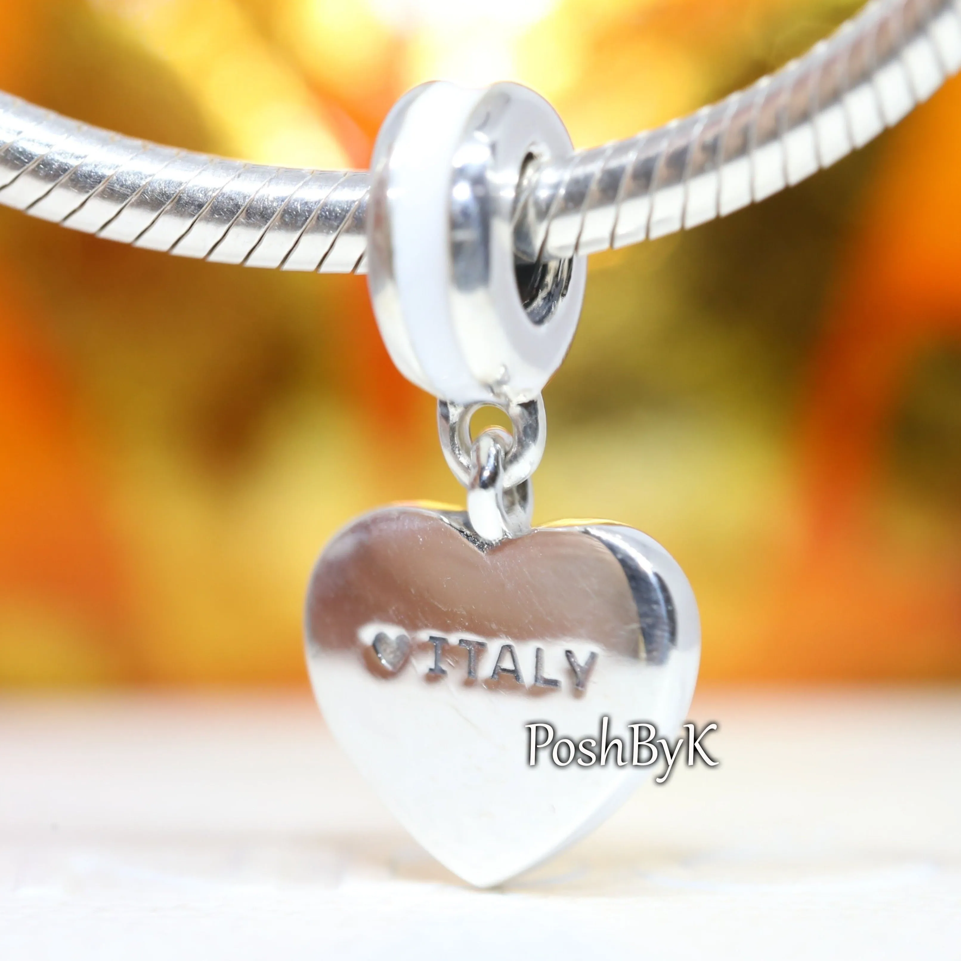 Italy heart flag Charm 791547ENMX