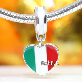 Italy heart flag Charm 791547ENMX