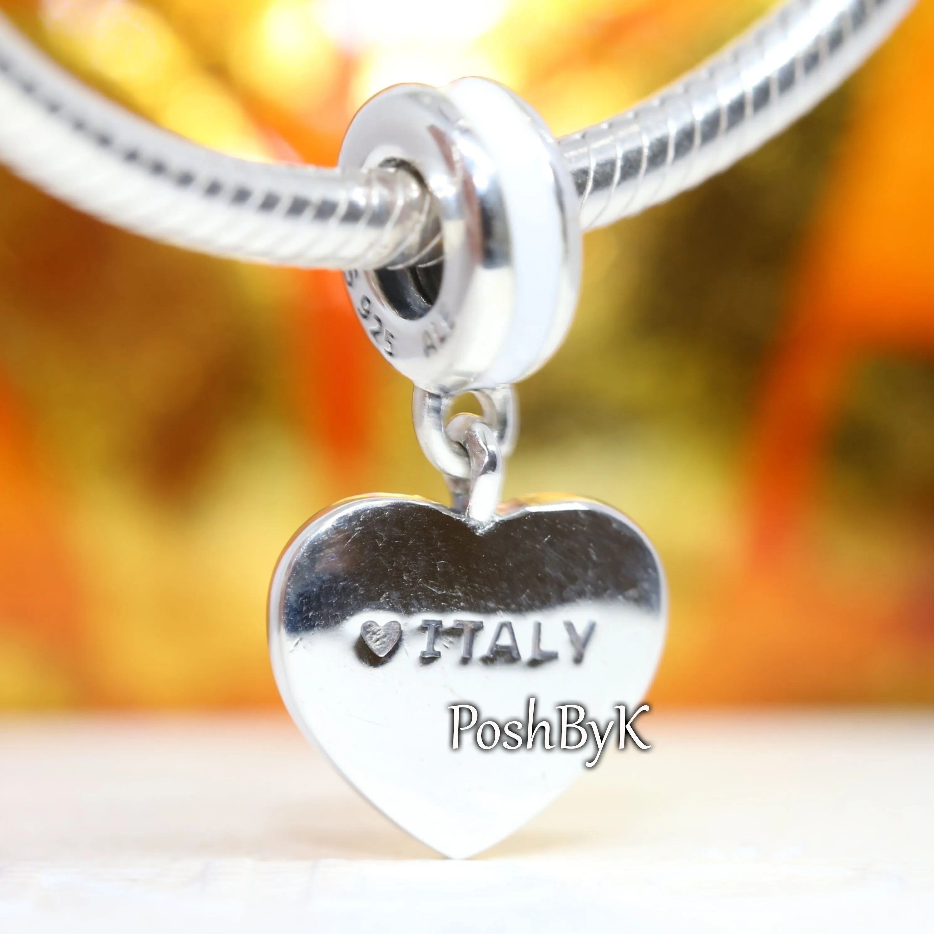 Italy heart flag Charm 791547ENMX