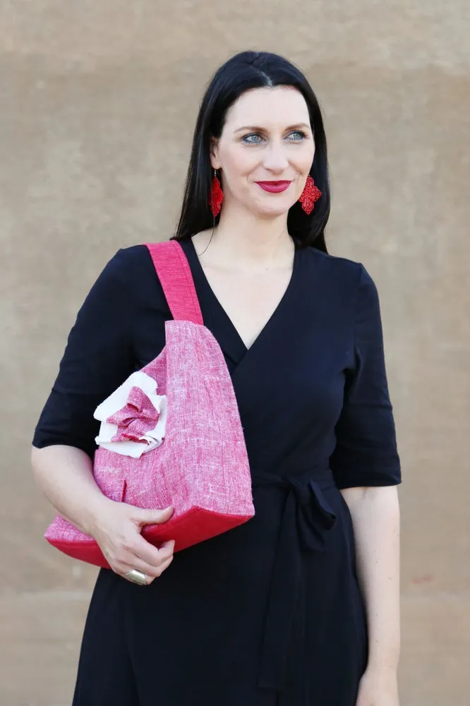 Josephene Signature Handbags in Soft Red Linen