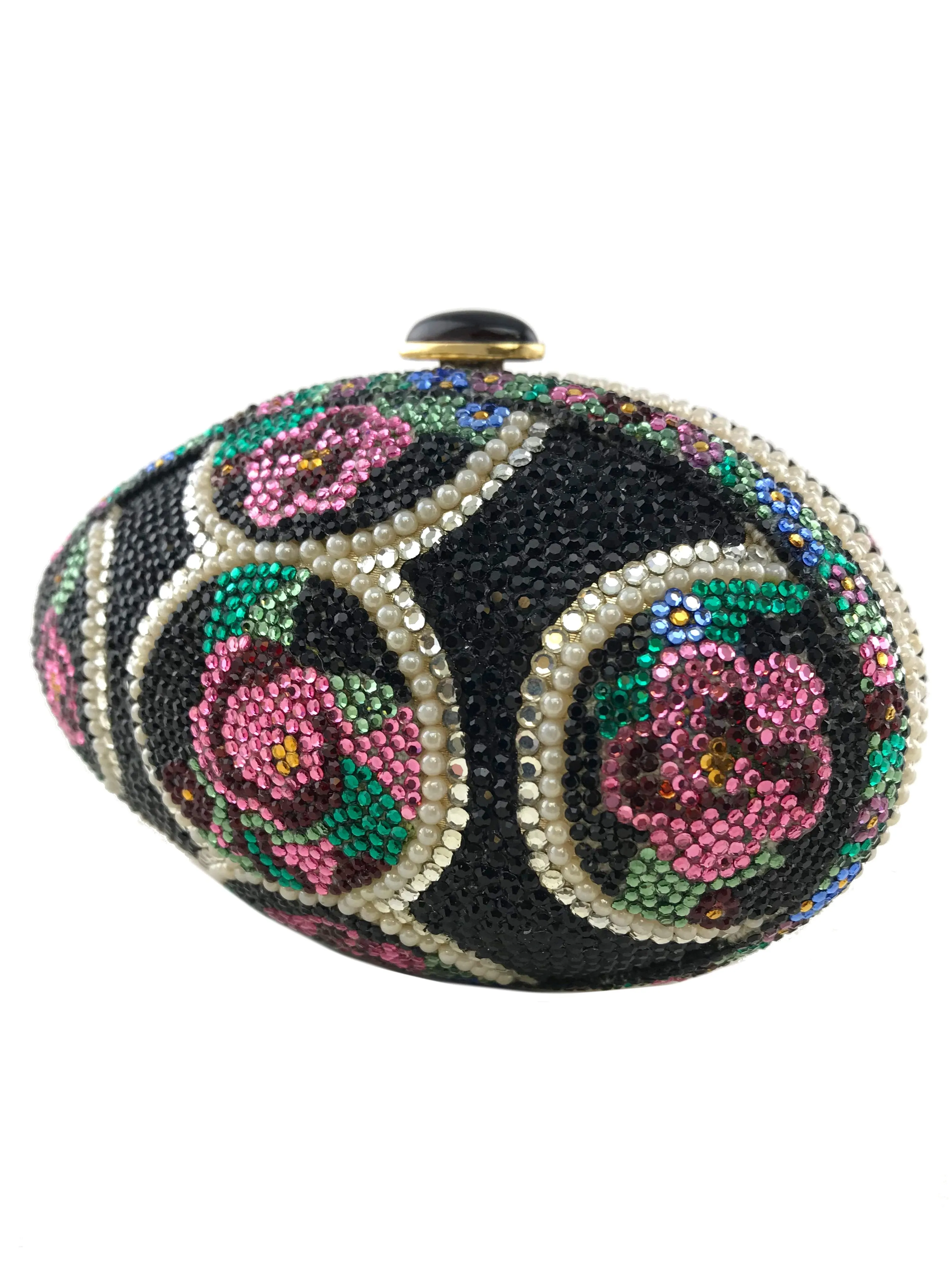 Judith Leiber Pearl Egg Swarovski Crystal Minaudiere Evening Bag