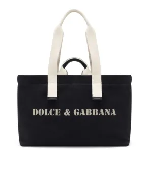 LOGO-PRINT CANVAS SHOULDER BAG