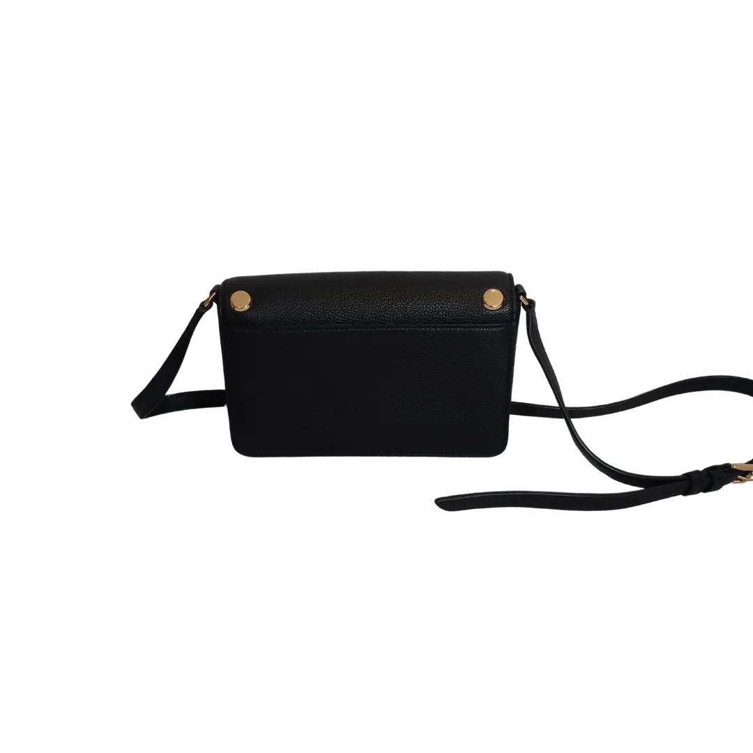 Michael Kors Black Pebbled Leather Gold Studded 'Holly' Crossbody Bag | Gently Used |