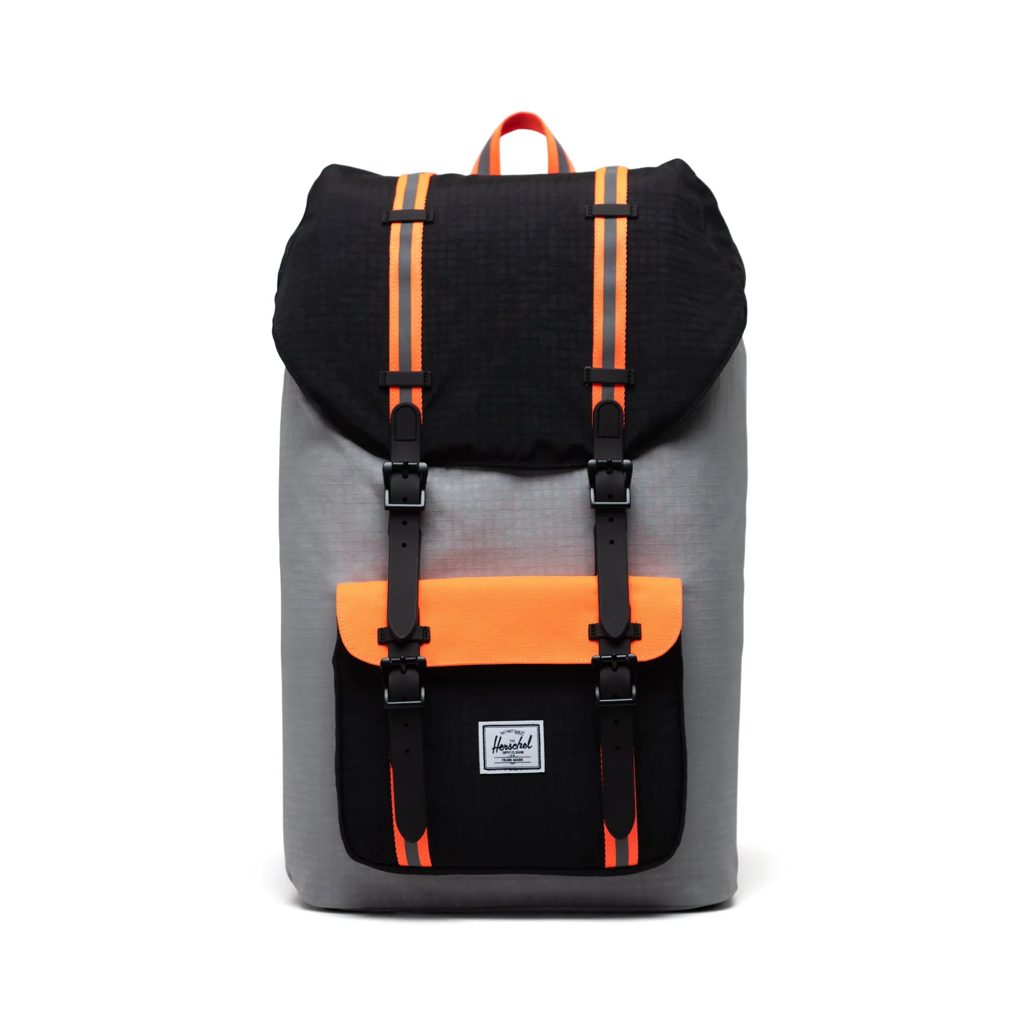 Mochila Herschel Little America Sharkskin Enzyme Ripstop/Black Enzyme Ripstop/Shocking Orange - Reflective