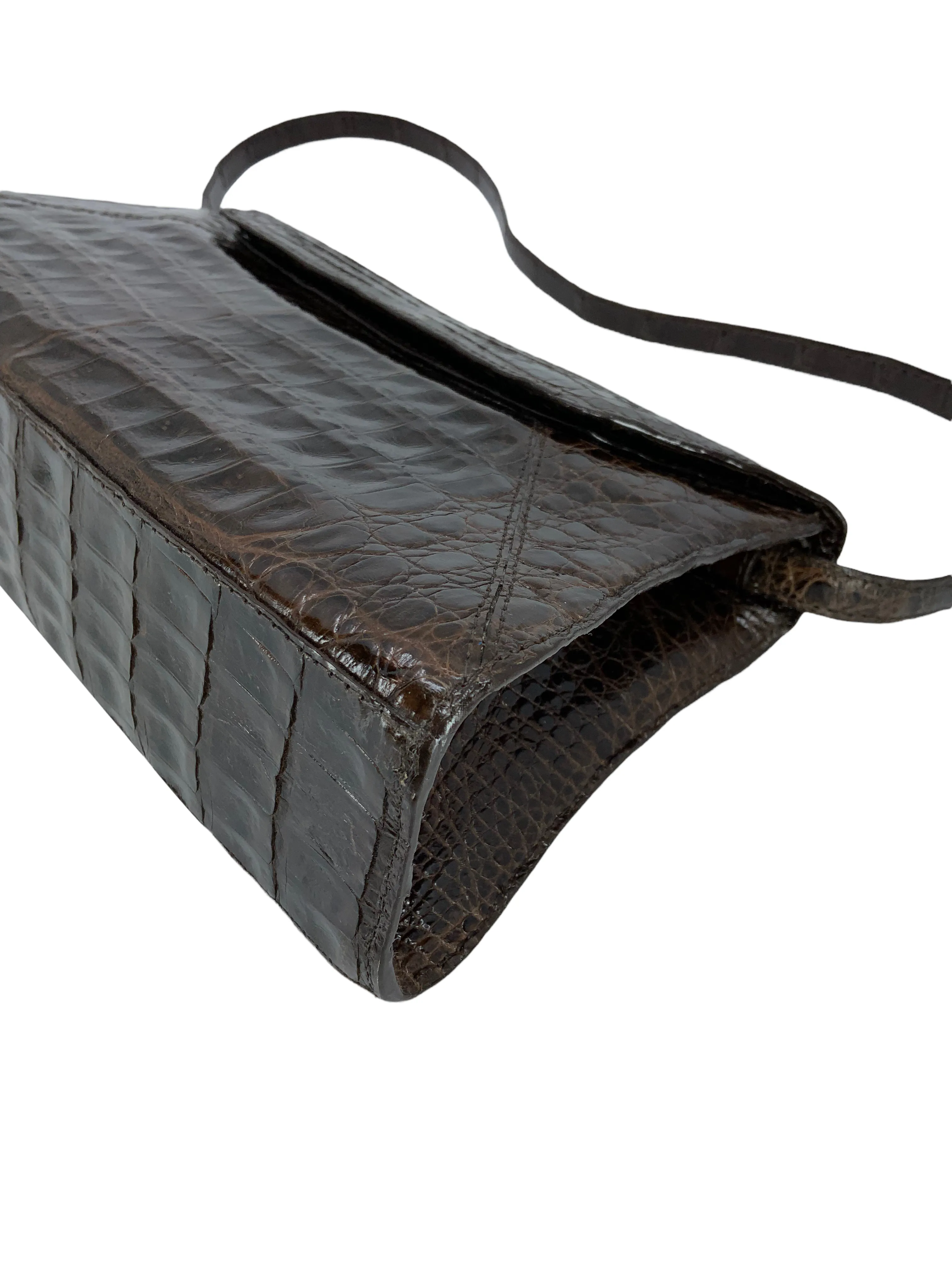 Nancy Gonzalez Small Crocodile Flap Clutch with Shoulder Strap